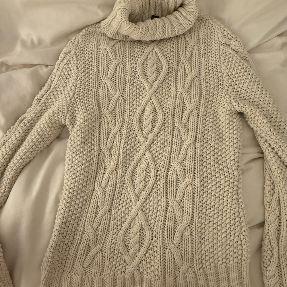 Ralph Lauren Cream Cable Knit Turtleneck Sweater